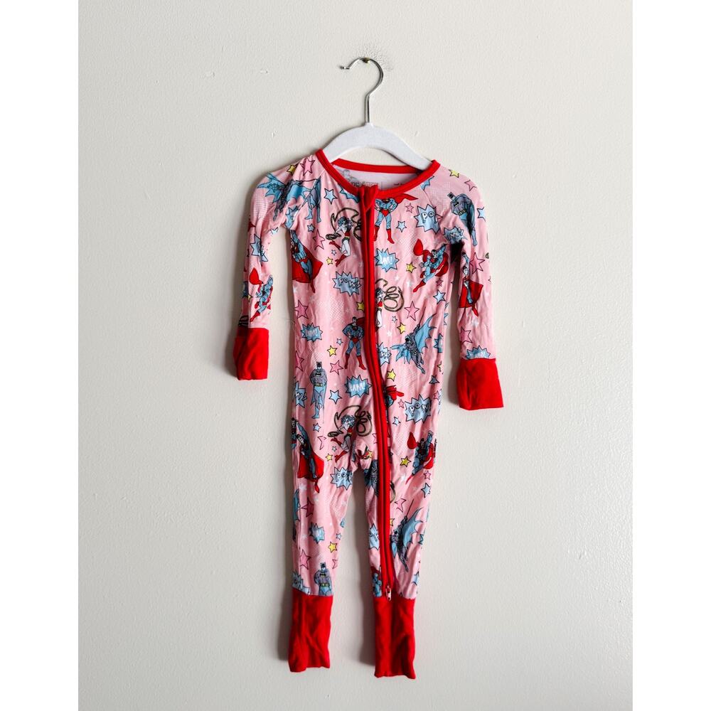 Little Sleepies x DC Justice League Pink + Red Superhero Bamboo Sleeper 6-12m